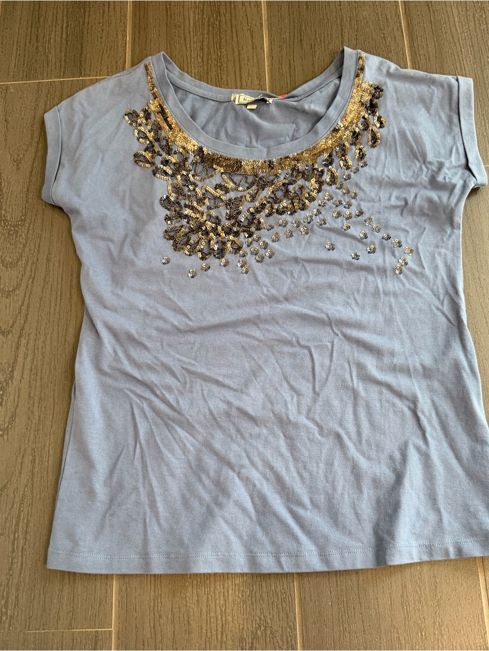 Powder Blue Short-Sleeve Sequin Accent Tee